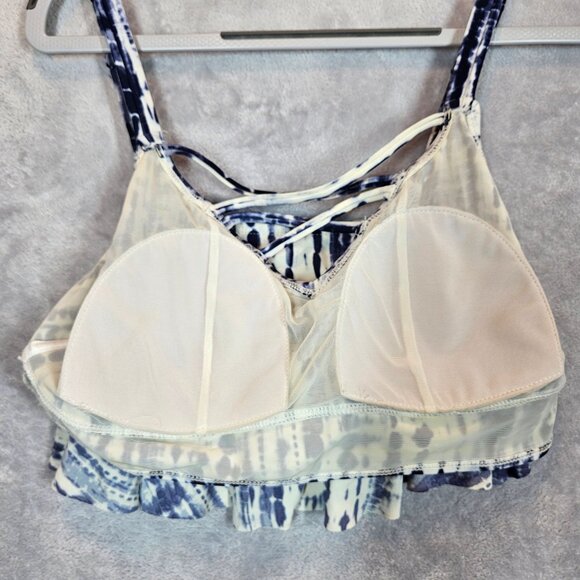 Torrid Swim top Womens 10 (00) Blue Whit tie dye strappy built in bra sexy casua - Picture 7 of 12